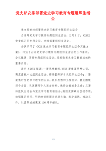 党支部安排部署党史学习教育专题组织生活会