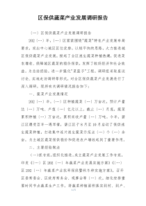 区保供蔬菜产业发展调研报告