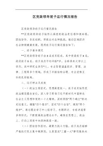 区党政领导班子运行情况报告