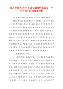 党支部班子2025年度专题组织生活会“六个方面”对照检查材料