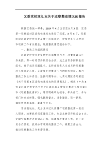 区委党校党总支关于巡察整改情况的报告