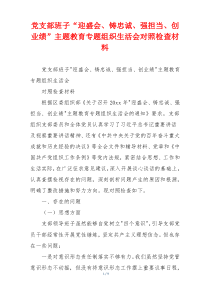党支部班子“迎盛会、铸忠诚、强担当、创业绩”主题教育专题组织生活会对照检查材料