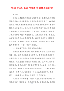 党组书记在2025年组织生活会上的讲话