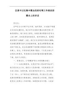 区委书记在集中整治违规吃喝工作推进部署会上的讲话