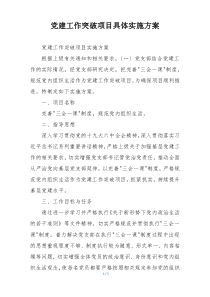 党建工作突破项目具体实施方案