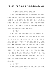 党支部 “党员先锋岗”活动具体实施方案