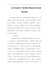县作风建设学习教育集中整治阶段性进展情况报告
