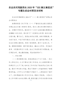 农业农村局副局长2025年“XXX案以案促改”专题生活会对照发言材料