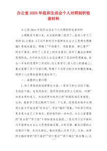 办公室2025年组织生活会个人对照剖析检查材料