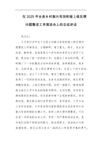 在2025年全县乡村振兴有效衔接上级反馈问题整改工作推进会上的总结讲话
