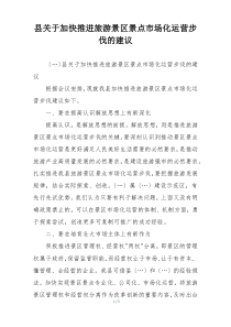 县关于加快推进旅游景区景点市场化运营步伐的建议