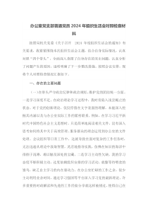 办公室党支部普通党员2024年组织生活会对照检查材料