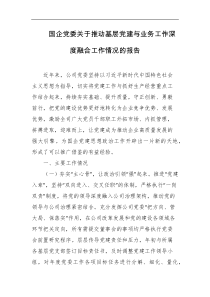国企党委关于推动基层党建与业务工作深度融合工作情况的报告