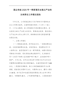 国企党组2025年一季度落实全面从严治党主体责任工作情况报告