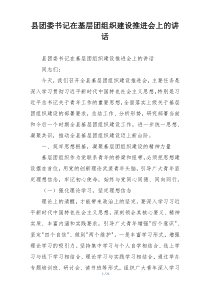县团委书记在基层团组织建设推进会上的讲话
