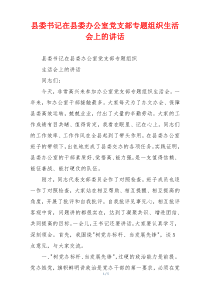县委书记在县委办公室党支部专题组织生活会上的讲话