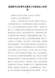 县团委书记在青年志愿者工作座谈会上的讲话