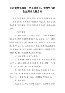 公司党员先锋岗、党员责任区、党员突击队创建具体实施方案