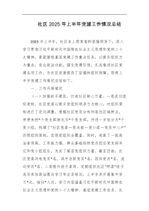 社区2025年上半年党建工作情况总结
