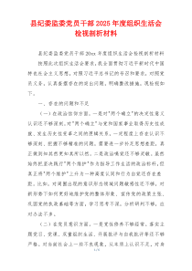 县纪委监委党员干部2025年度组织生活会检视剖析材料