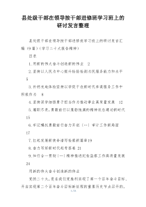 县处级干部在领导按干部进修班学习班上的研讨发言整理