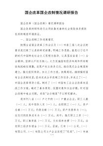 国企改革国企改制情况调研报告