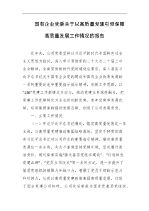 国有企业党委关于以高质量党建引领保障高质量发展工作情况的报告