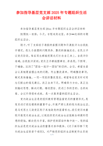 参加指导基层党支部2025年专题组织生活会讲话材料