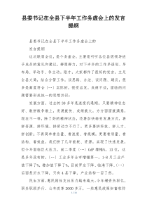县委书记在全县下半年工作务虚会上的发言提纲
