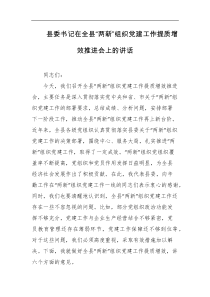 县委书记在全县两新组织党建工作提质增效推进会上的讲话
