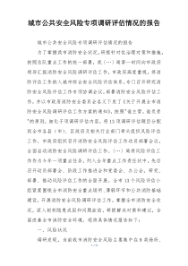 城市公共安全风险专项调研评估情况的报告