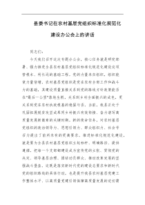 县委书记在农村基层党组织标准化规范化建设办公会上的讲话