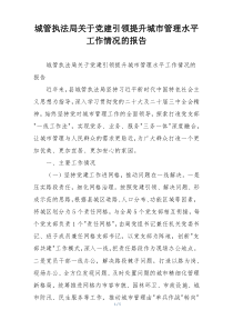 城管执法局关于党建引领提升城市管理水平工作情况的报告