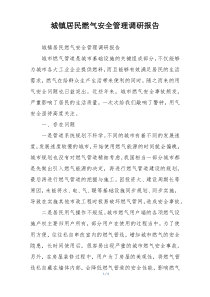 城镇居民燃气安全管理调研报告