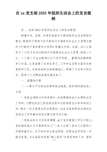 在xx党支部2025年组织生活会上的发言提纲