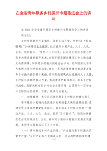 在全省青年服务乡村振兴专题推进会上的讲话