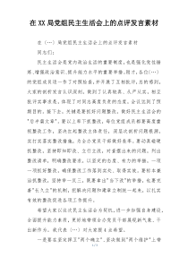在XX局党组民主生活会上的点评发言素材
