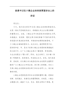 县委书记在小微企业扶持政策宣讲会上的讲话