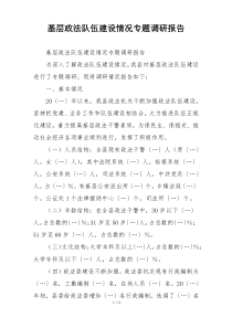 基层政法队伍建设情况专题调研报告