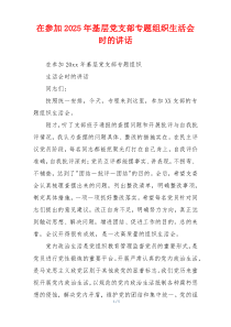 在参加2025年基层党支部专题组织生活会时的讲话