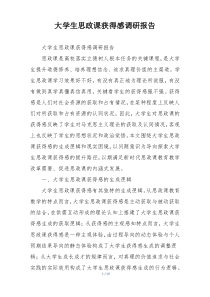 大学生思政课获得感调研报告