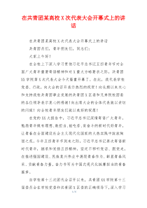 在共青团某高校X次代表大会开幕式上的讲话