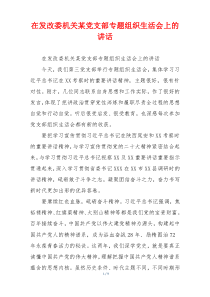 在发改委机关某党支部专题组织生活会上的讲话