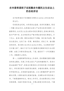 在市委常委班子巡视整改专题民主生活会上的总结讲话