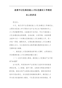 县委书记在高技能人才队伍建设工作推进会上的讲话