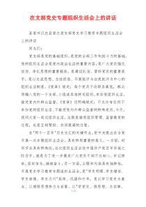 在支部党史专题组织生活会上的讲话