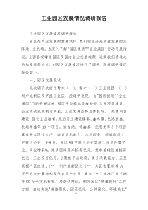 工业园区发展情况调研报告