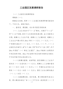 工业园区发展调研报告