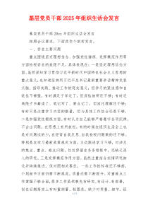 基层党员干部2025年组织生活会发言