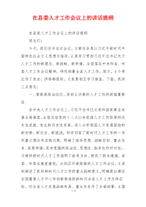 在县委人才工作会议上的讲话提纲
